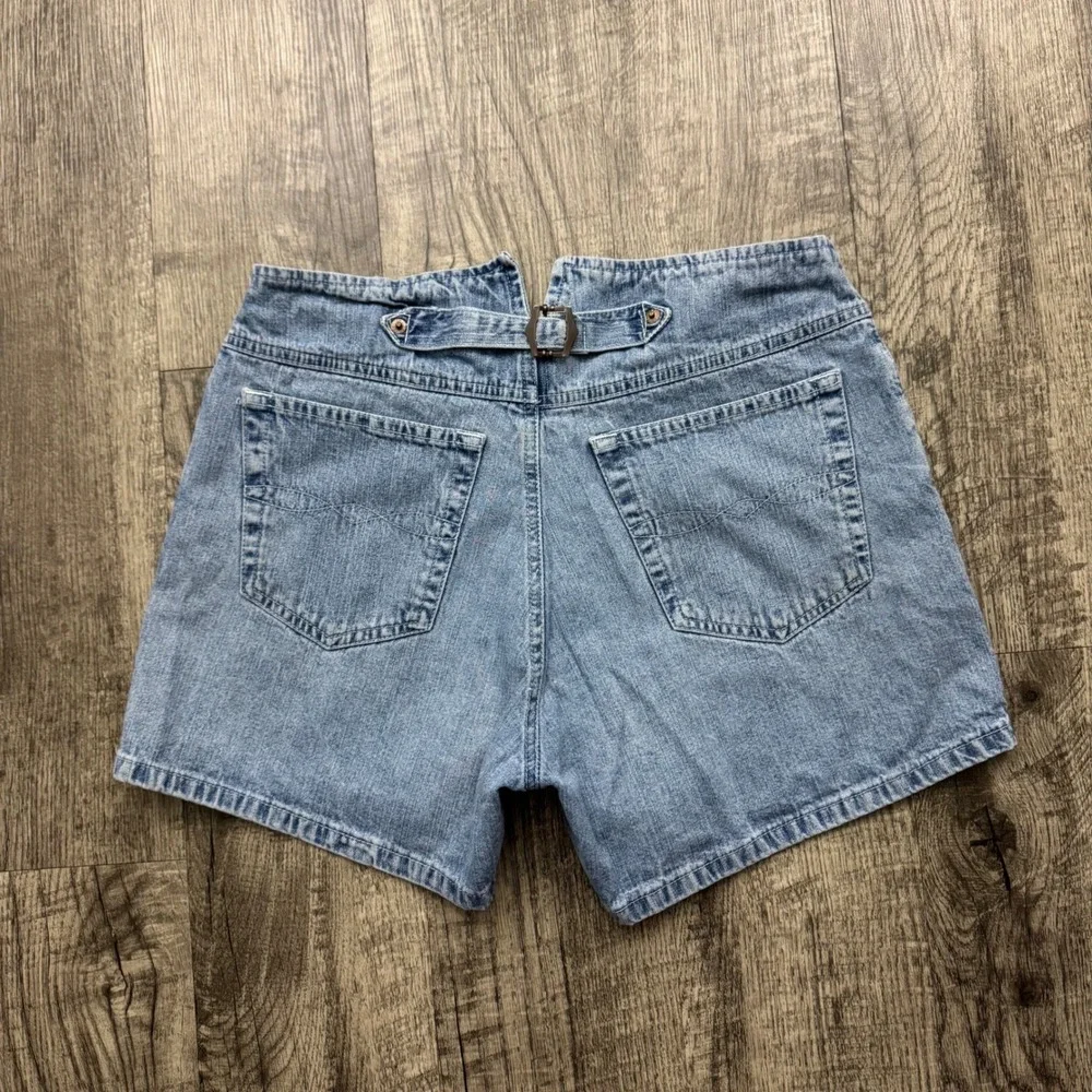 Vintage Y2K Lei L.e.i. Buckle Back Button Fly Denim Shorts Light Wash Juniors 9